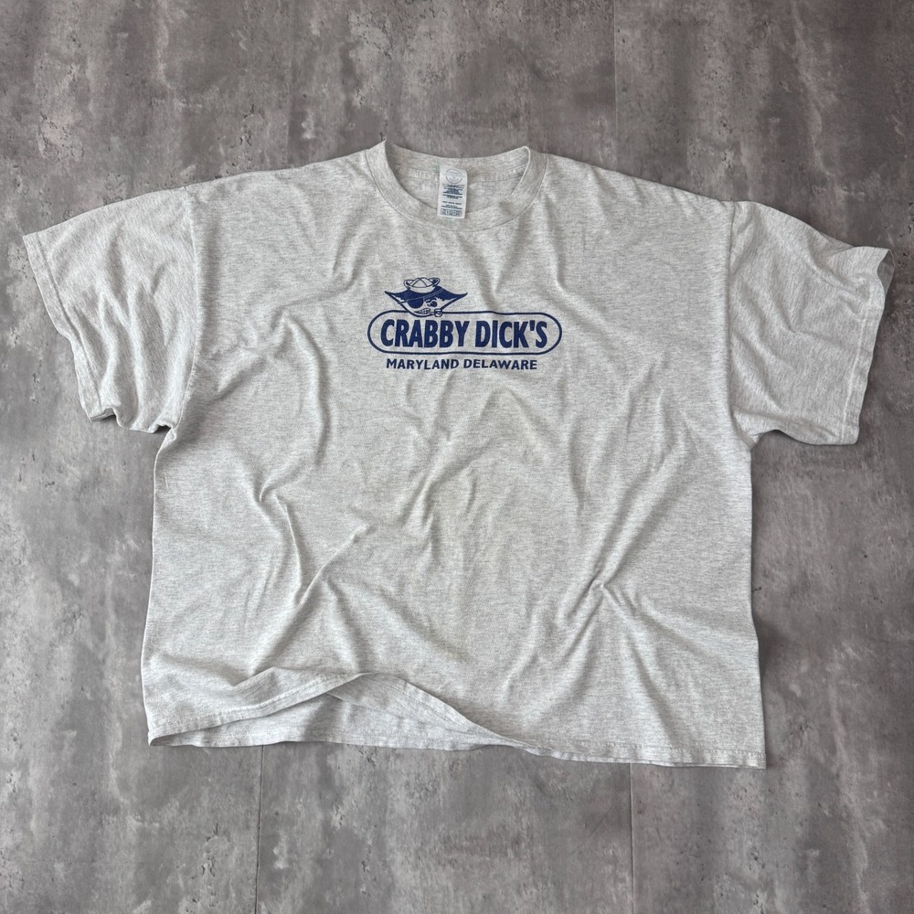 Vintage Crabby Dicks T Shirt Mens 2XL Gray Maryland Delaware Seafood Restaurant